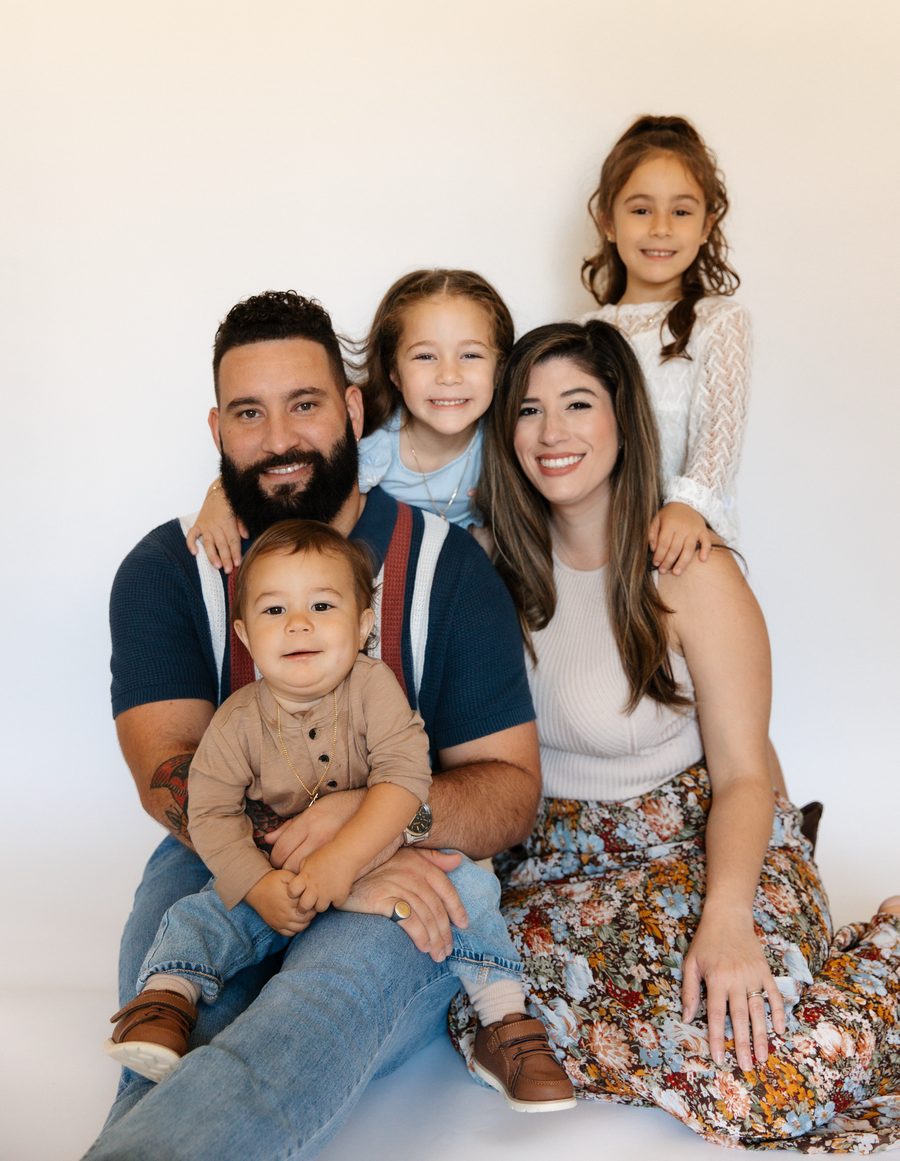Brendin Straubel with his wife and three children
